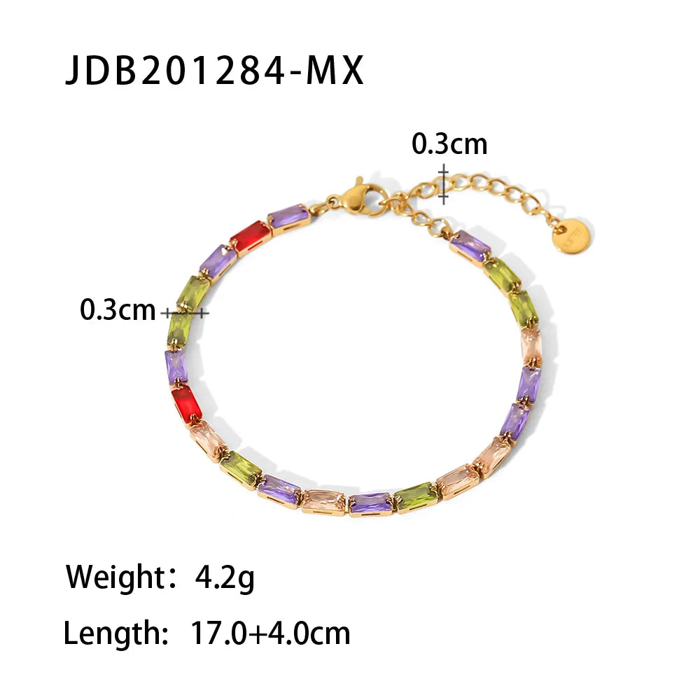 Gemstones Stainless Steel Bracelet for Women