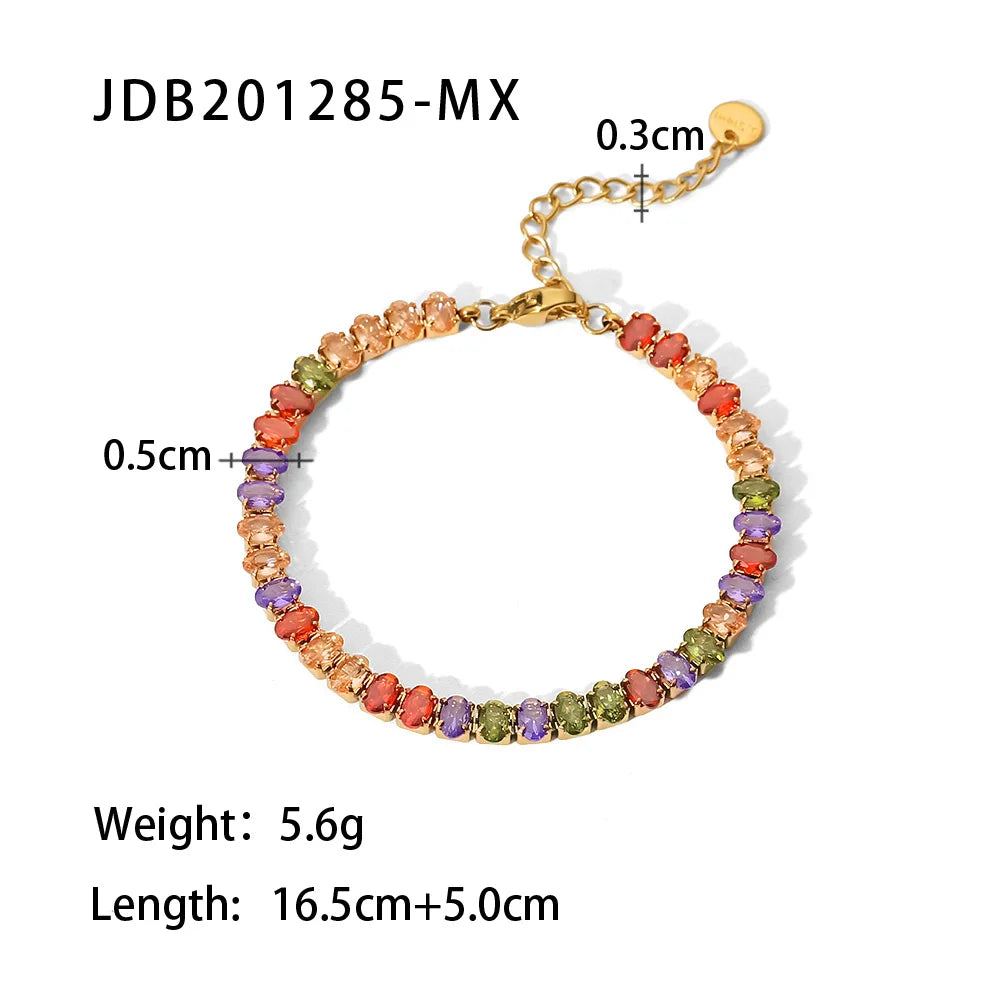 Gemstones Stainless Steel Bracelet for Women